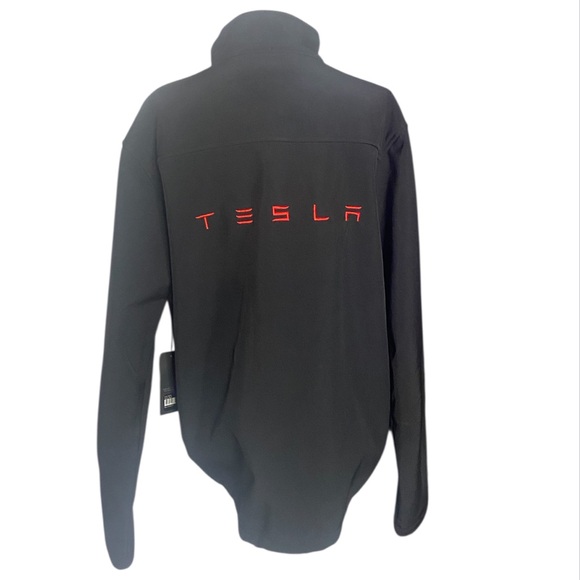 NEW Tesla Motors Black "Corp Jacket" - Performance Tech - Red Accent - Men's L - Picture 11 of 15